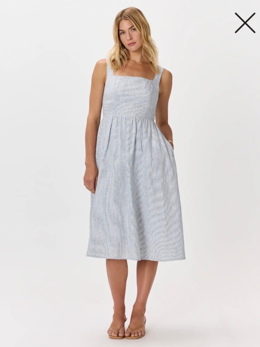 100% European Linen Fit & Flare Midi Dress